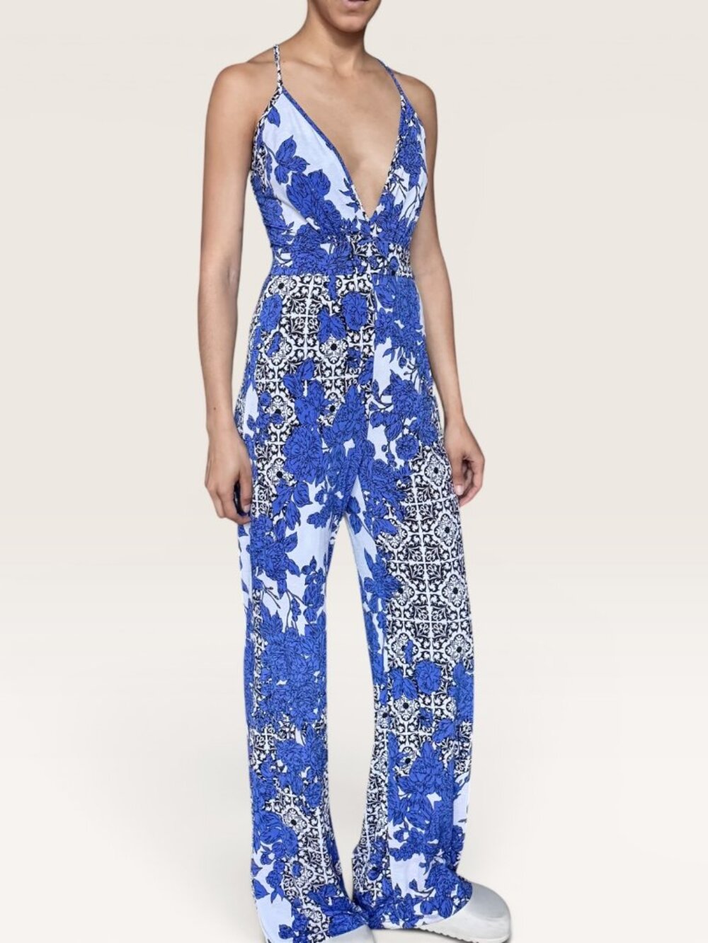 Privately‎ Privileged Boho Jumpsuit with Floral Mosaic Print XS